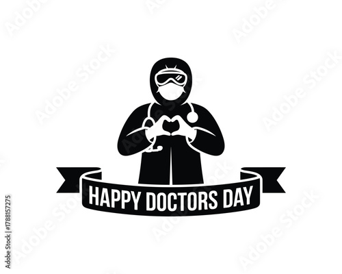 Doctor in protective suit making heart shape with hands