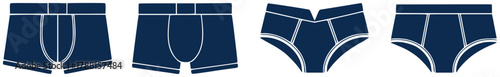 Collection of Men's Underwear Silhouettes in Navy Blue