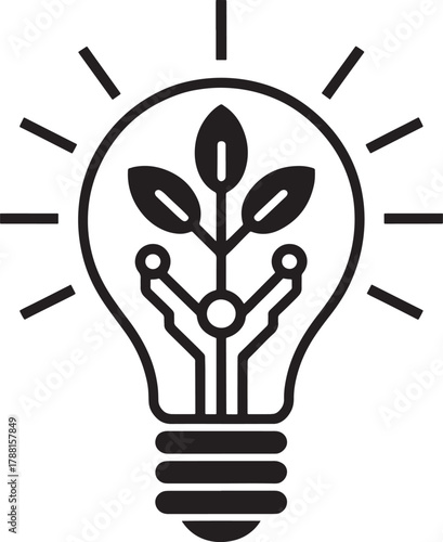 Hand-drawn lightbulb concept vector icon: bright idea, innovation, and power illustration