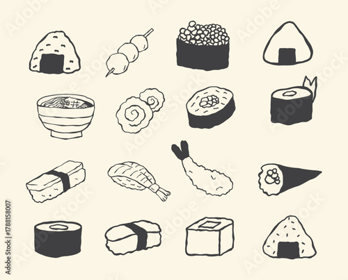 set of sushi illustration