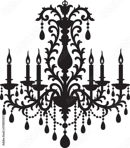 Black vintage floral swirl vector illustration set for pattern design and decorative ornament