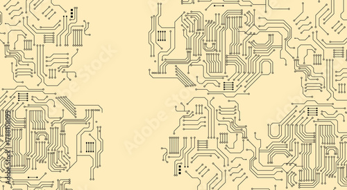 Printed circuit board black and white computer technology seamless pattern.