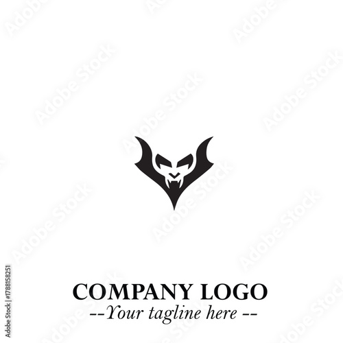 Head of Vampire Logo Symbol in Black on the White Background with Gothic Horror Vector Design
