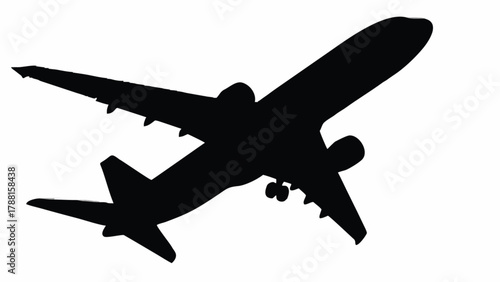 Dramatic silhouette of airplane taking off, symbolizing travel, adventure, and aviation dreams