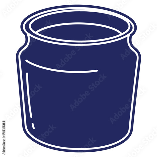 Empty jar vector illustration in dark blue and white outline for homemade products packaging and storage needs