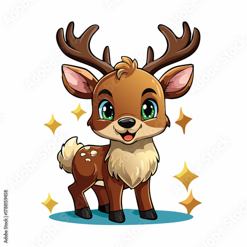 niedliches kleines Rentier - Cartoon Comic Stil