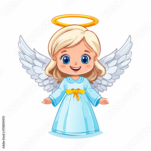 niedlicher kleiner Engel mit Heiligenschein und Flügeln - Cartoon Comic Stil