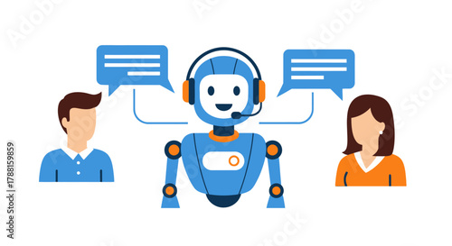 AI chatbot assisting customers with communication and support in a modern business setting