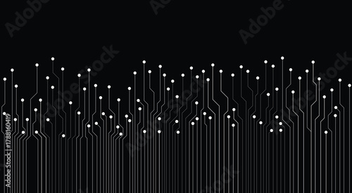 Circuit Board Technology Information Pattern Concept Vector Background. Black and white Design Idea.