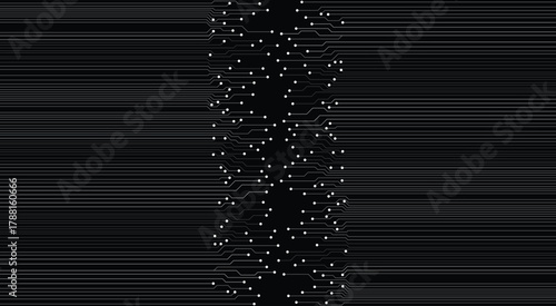 Circuit Board Technology Information Pattern Concept Vector Background. Black and white Design Idea.
