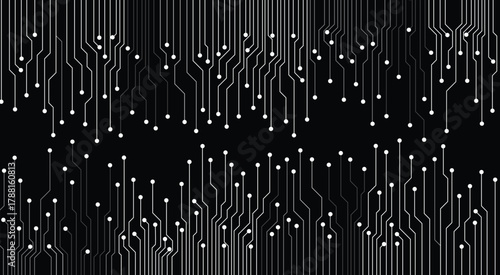 Electronics board. Circuit board electronic hi tech pattern. Vector abstract computer chip. Black monochrome background