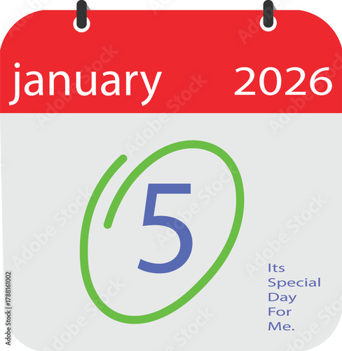 January fifth twenty twenty six marked on a calendar page with a special day reminder.