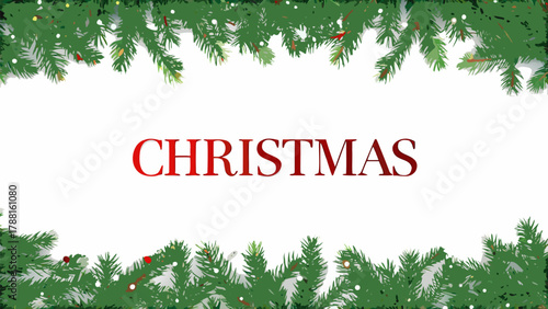 Celebrate Christmas with festive evergreen branches framing joyful holiday messages beautifully