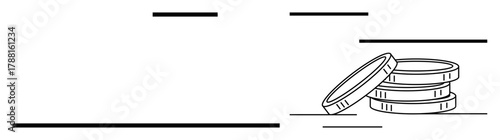 Stacked coins with clean lines emphasize financial growth and security. Ideal for banking, investment, saving, budgeting, economy, economy education, and income concepts. Simple flat metaphor