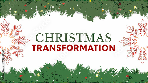 Christmas transformation with festive evergreen garland and snowflakes for holiday cheer and winter celebrations