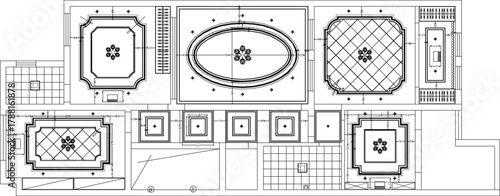 Vector sketch illustration of a simple house roof ceiling plan design silhouette with scale size