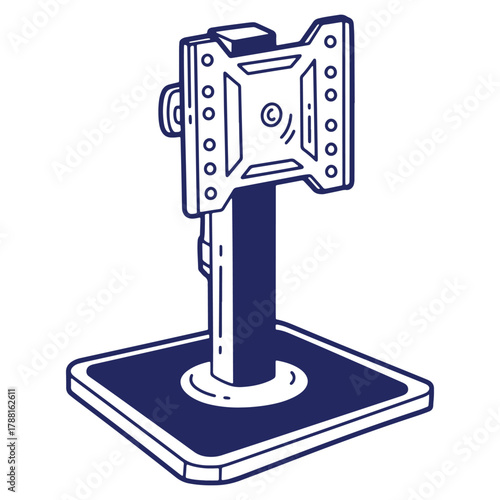 Illustration of a television stand featuring a mounting plate and a stable base suitable for modern home decor and entertainment centers