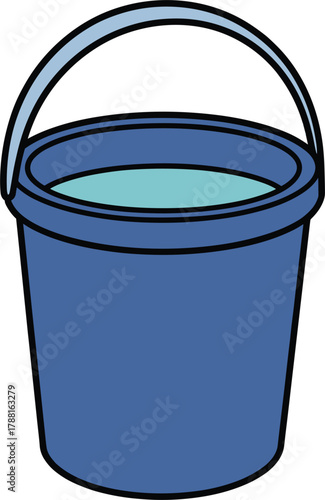 Blue Bucket Filled with Water Keywords: bucket, water, blue, container, liquid, carrying