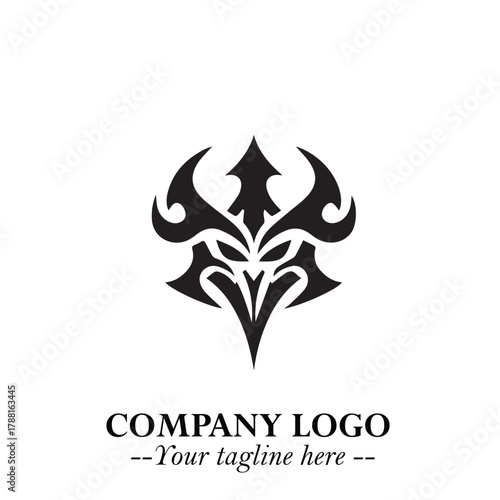 Head of Vampire Logo Symbol in Black on the White Background with Gothic Horror Vector Design