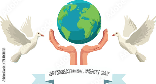 Inspiring International Peace Day with Doves and Earth, a powerful symbol of unity, hope, and global harmony perfect for awareness campaigns