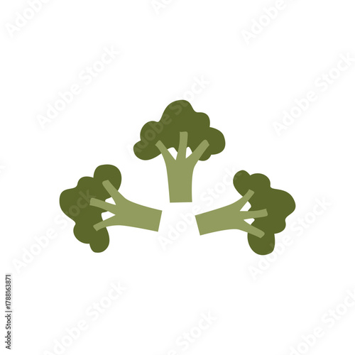 Three simple green broccoli florets. Farm Fresh Broccoli Bunch. Fresh Lemongrass Stalks. Healthy Broccoli Vegetable.