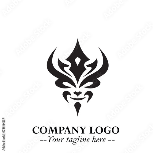 Head of Vampire Logo Symbol in Black on the White Background with Gothic Horror Vector Design