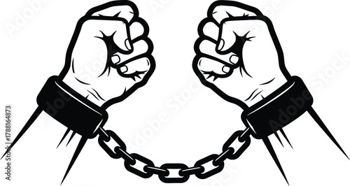 Symbolic freedom breaking chains of oppression art, expressing liberation and resilience, a powerful statement against injustice in social commentary