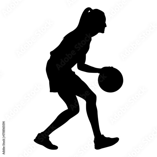 Silhouette of a Woman Basketball Player