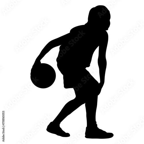 Silhouette of a Woman Basketball Player