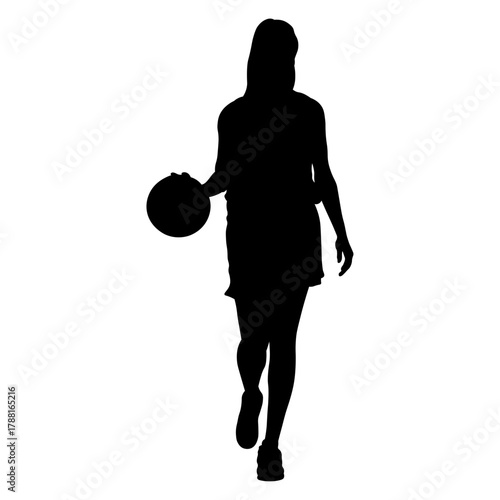 Silhouette of a Woman Basketball Player