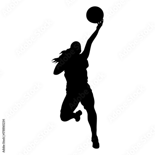 Silhouette of a Woman Basketball Player