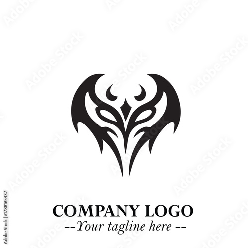 Head of Vampire Logo Symbol in Black on the White Background with Gothic Horror Vector Design