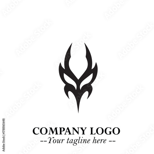 Head of Vampire Logo Symbol in Black on the White Background with Gothic Horror Vector Design