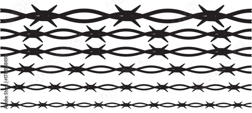 Barbed Wire set Silhouettes On Stock Vector. Silhouette barbed wire design