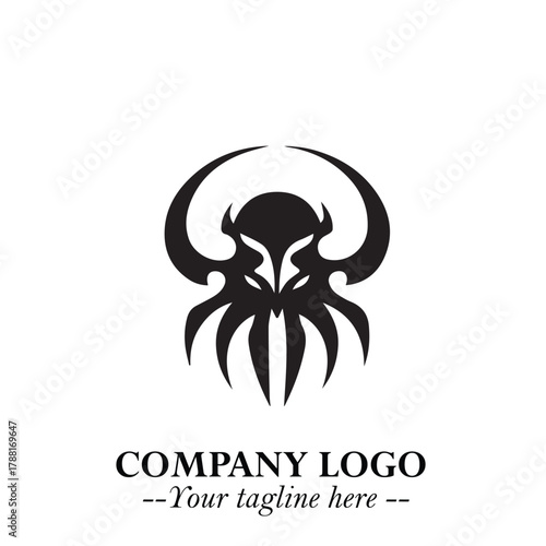Head of Vampire Logo Symbol in Black on the White Background with Gothic Horror Vector Design