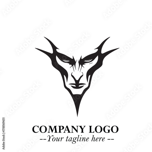 Head of Vampire Logo Symbol in Black on the White Background with Gothic Horror Vector Design