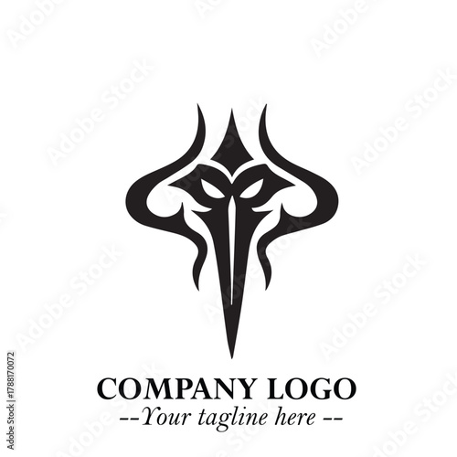 Head of Vampire Logo Symbol in Black on the White Background with Gothic Horror Vector Design