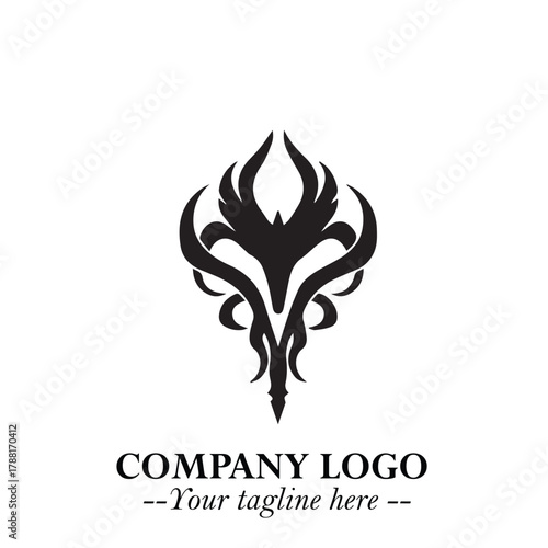 Head of Vampire Logo Symbol in Black on the White Background with Gothic Horror Vector Design