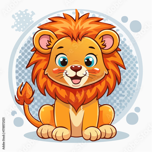 niedlicher kleiner Löwe mit großen Augen - Cartoon Comic Style