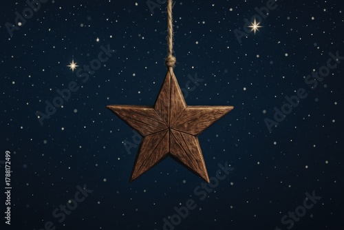 Rustic star ornament night background