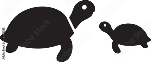 Black Silhouettes of Two Turtles tortoise animal