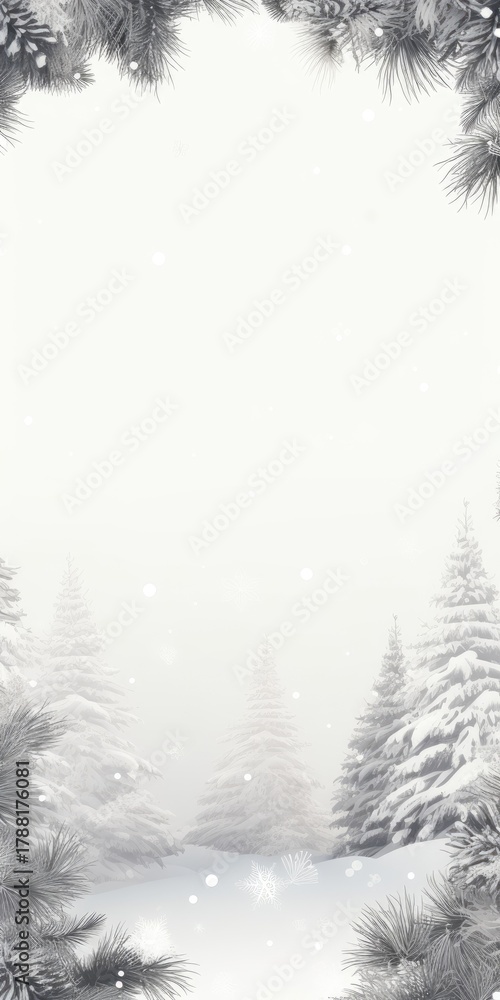 Fototapeta premium Snow-covered trees in a serene winter landscape.