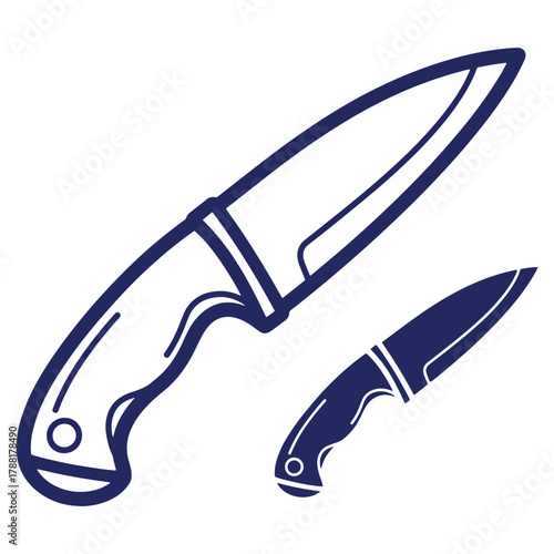 Two hunting knives with sharp blades and ergonomic handles illustration for outdoor adventures and camping gear enthusiasts