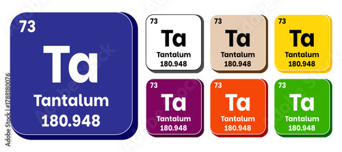Ta, Tantalum element vector icon set, periodic table element. Vector illustration EPS 10 File. Isolated on white background.