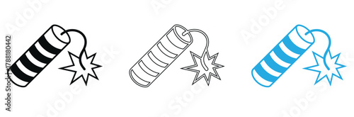 Explosive dynamite stick with burning fuse and spark, symbolizing danger, action, or a powerful impact in a bold graphic style.
