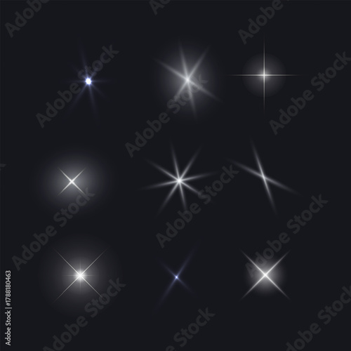 Collection of Realistic Light Flares and Starbursts Vector format