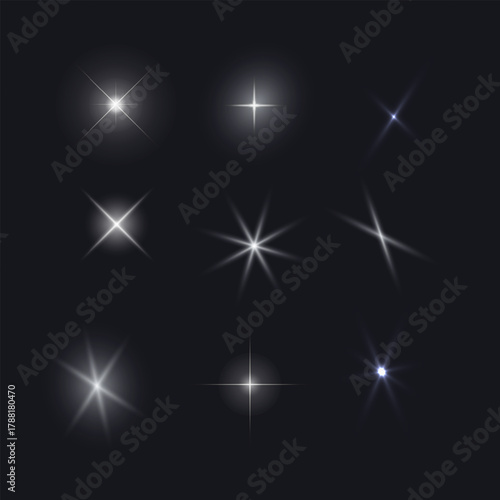 Collection of Realistic Light Flares and Starbursts Vector format