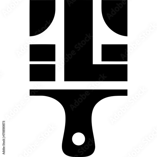 Minimalist black and white abstract graphic design on transparent background silhouette