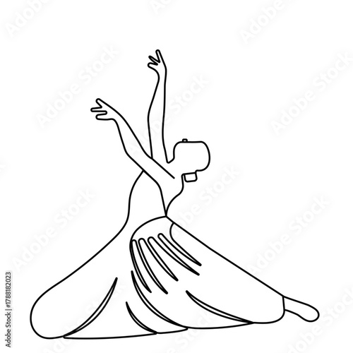 Ballet dancer   icon   continuous one line drawing of outline vector illustration