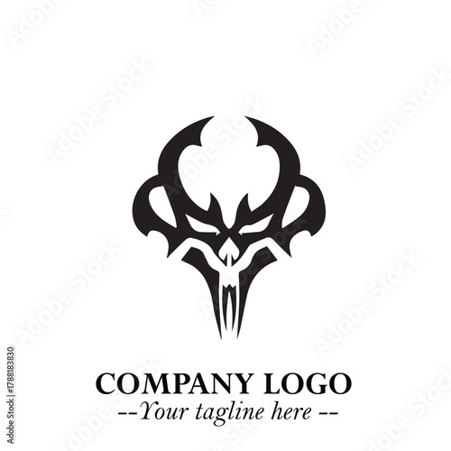 Head of Vampire Logo Symbol in Black on the White Background with Gothic Horror Vector Design